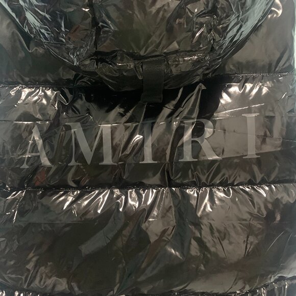 Amiri Smooth Grain Black Leather Down Vest - Picture 7 of 8